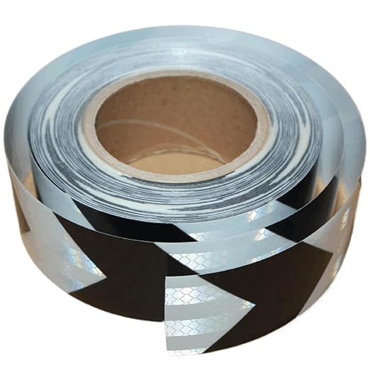 Reflective Tape Black White 2 inch Wide for Cars, Outdoor Waterproof High Visibility Safety Warning Adhesive Strips (66 feet)