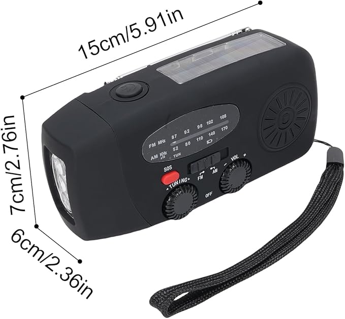 Yunir Emergency Radio, Solar Hand Crank Portable AM FM Radio Phone Charger with 2000mAh Battery, for Camping Hiking Power Outage (European Version)