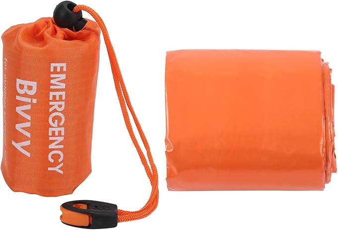 Emergency Warm Sleeping Bag,Portable Waterproof Thermal Bivy Sacks,Emergency Sleeping Bags PE Aluminum Film Orange Survival Sack Simple Thermal Blanket for Camping Hiking