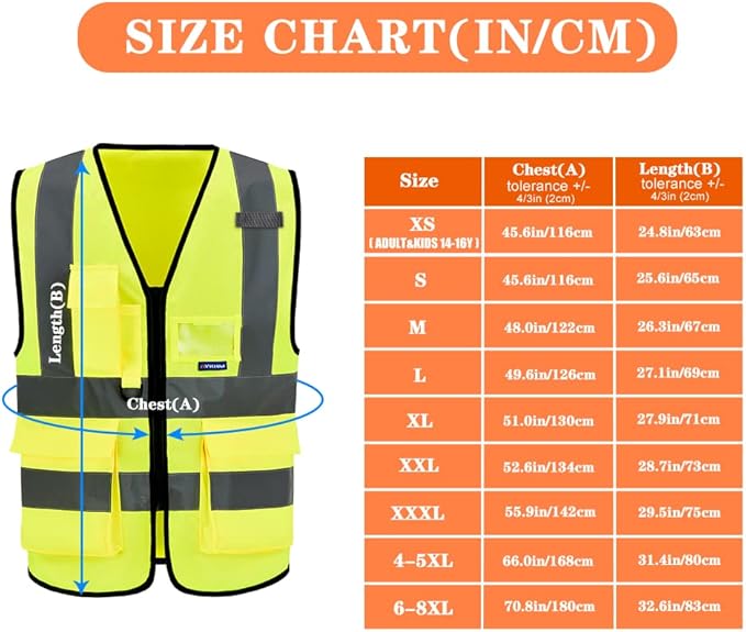 A-SAFETY hi viz reflective safety vest for men, Yellow