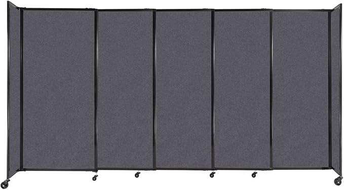 Versare Straightwall Sliding Portable Wall Partition | Freestanding Office Dividers | Locking Wheels | Temporary Room Separator | 11'3" Wide x 6' Tall Dark Gray SoundSorb Panels
