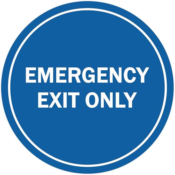 Signs ByLITA Circle Emergency Exit Only Sign (Blue) - Small 1 Pack