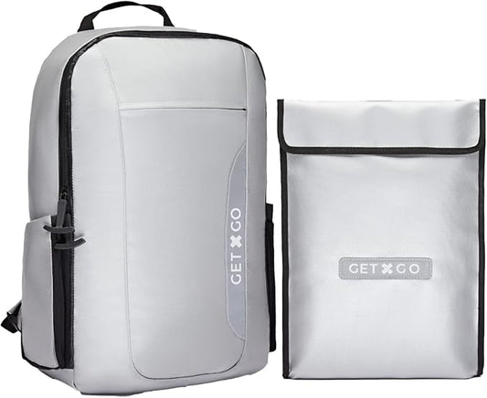 Fireproof Backpack Combo – UL 94 V-0 & NFPA 701 Go Bag | Withstand up to 1832°F | Water-Resistant Emergency Bug Out Bag for Documents, Tech & Supplies | 20L | The Original by GETXGO