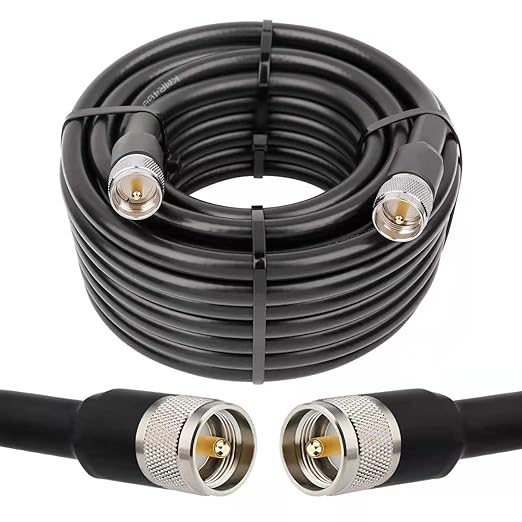 PL259 UHF Cable 35ft, KMR400 PL259 Male to Male Coaxial Cable Low Loss CB Coax Cable for HAM Radio, VHF Radio, SWR Meter, Antenna Analy