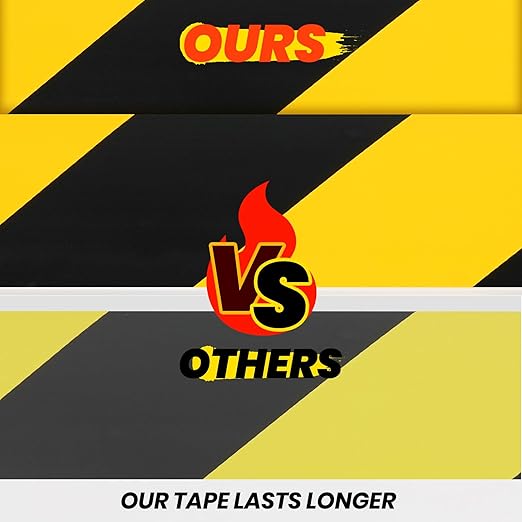 ADHES Black and Yellow Safety Tape, 36 Rolls x 2 Inch x 108 Feet Warning & Hazard Tape, Weather-Resistant Caution Tape Roll for Marking Walls, Floors, Pipes and Equipment