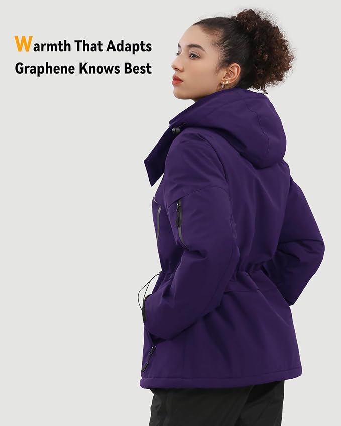 Wulcea Graphene Heated Jacket For Women 12V 18400mAh Fast Charge With Large Capacity