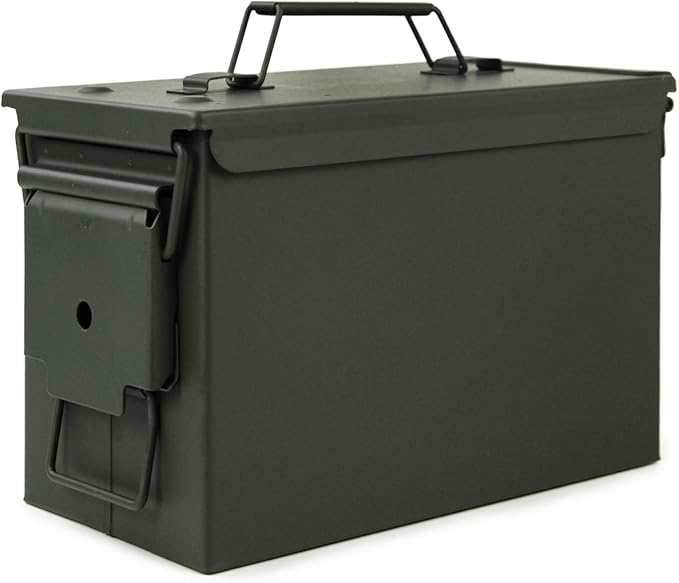 GUGULUZA Metal Ammo Can 30/50 Cal, Lockable Bullet Storage Case, Waterproof & Airtight Containers Box with Flip Top for Long-Term Storage Shotgun, Rifles, Pistols Ammunition