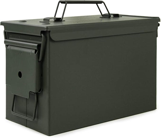 GUGULUZA Metal Ammo Can 30/50 Cal, Lockable Bullet Storage Case, Waterproof & Airtight Containers Box with Flip Top for Long-Term Storage Shotgun, Rifles, Pistols Ammunition