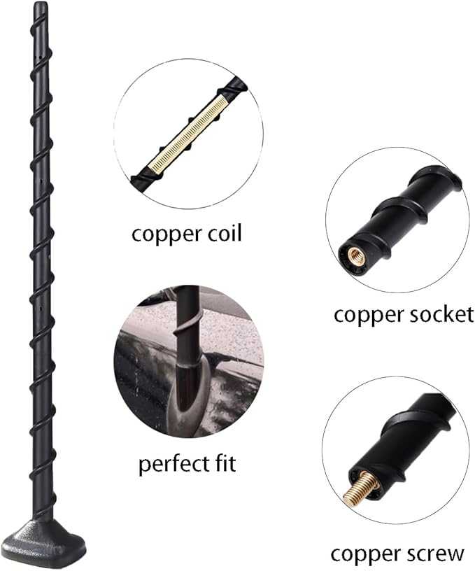 13 Inch Short Antenna for Ford F150 2009-2025 & Bronco 2021-2025, Ford F150 Accessories Rubber Replacement Antenna Truck, Internal Copper Coil for Enhanced AM/FM Reception