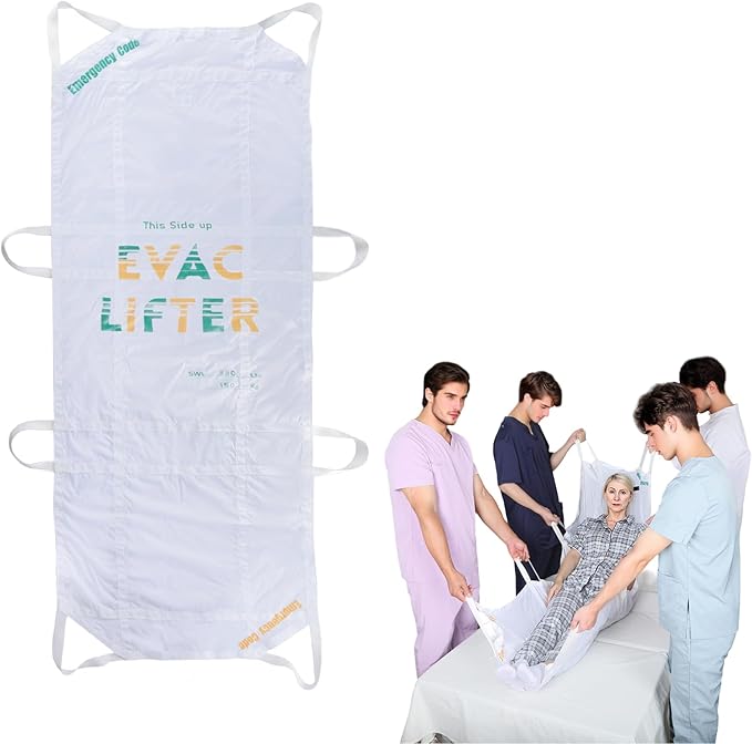 Emergency Evacuation Lifter – Portable Soft Stretcher with 8 Handles, Heavy Duty Nylon Rescue Carry Sheet for Patient Transfer, EMS, Disaster Evacuation & Outdoor Rescue,Water-Resistant, SWL 330 lbs