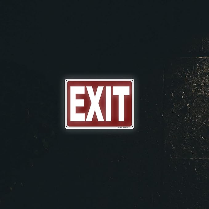 Exit Sign, 2 Pack 10x7 Inches Aluminum Exit Signs, Reflective, UV Protected, Durable, Weatherproof, Easy to Install, Indoor/Outdoor Use