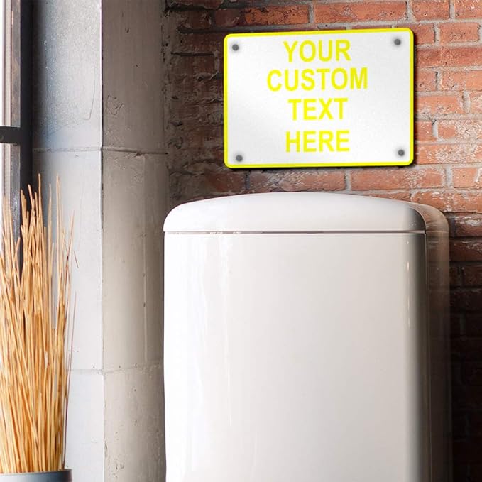 Aluminum Weatherproof Metal Sign Multiple Sizes Custom Personalized Text Here White Yellow Caution Horizontal Street Signs 10x7Inches