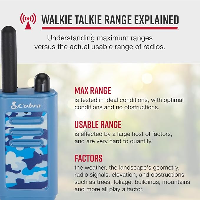 Cobra HE150 Kid Friendly Walkie Talkies 6-Pack - 16-Mile Range, 2 Channels Two-Way Radio Set, Blue, Green and Pink (2 of Each)