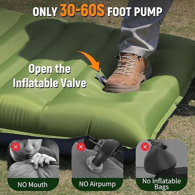 Camping Sleeping Pad,Ultralight Camping Mat with Pillow Built-in Foot Pump Inflatable Sleeping Pads Compact for Camping Backpacking Hiking
