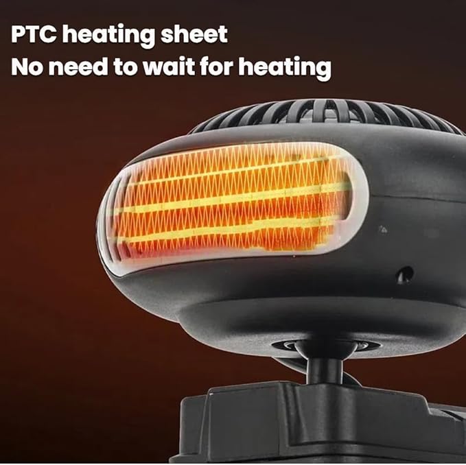 Battery Operated Heater, Battery Powered Heater, with 1500mah Batterys Anti-Tilt, Quiet Long Heating, Car Window Defogger Phone Charging for Camping/Car (Black+Battery*2)
