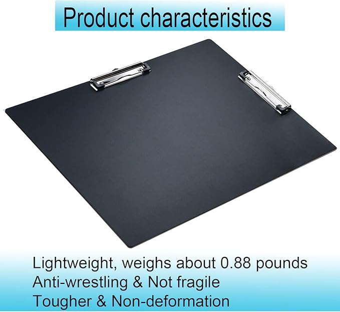 Acocony 11x17 clipboard Double Clip Extra Large Clipboard Low Profile Clip 11 x 17 Clipping Board Light Weight Not Fragile PP Plastic Black Pack of 2