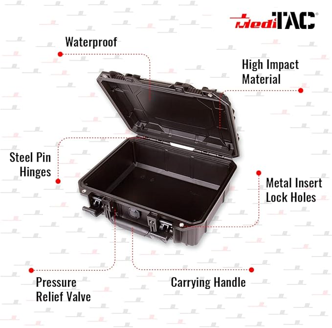 MediTac Marine Boat First Aid Medical Kit with Lightweight and Water Proof Black Case