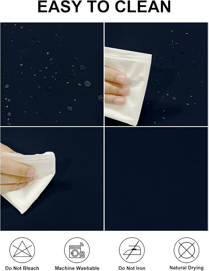 Fokitut 2 Pack Waterproof Rectangle Tablecloth, 90x156 Inch,Stain Resistant and Wrinkle Polyester Table Cloth, Fabric Table Cover for Kitchen Dining, Wedding, Party, Holiday Dinner-Navy