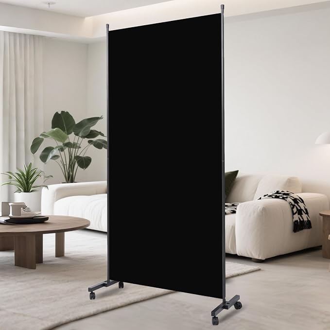 Room Divider(1 Panel-34in) Wall Divider for Room Separation, Portable Privacy Screens W/Wheels, Metal Frame Freestanding Room Separators 5.6FT Room Partitions and Dividers