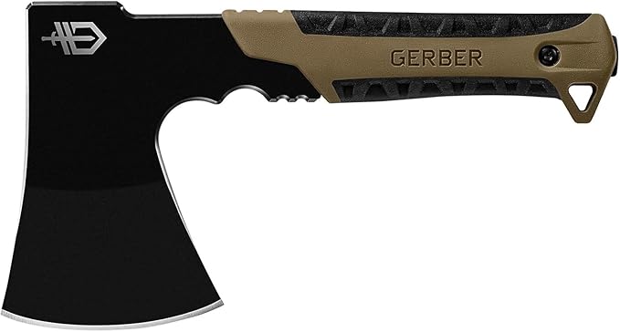Gerber Gear Pack Hatchet - 3.5" Steel Blade Axe with Full Tang - Survival, Bushcraft and Camping Gear - with Mountable Nylon Sheath - Brown