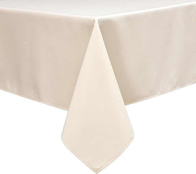 Wewoch Beige Rectangle Tablecloth Wrinkle Resistant Washable Fabric Table Cloth for Dining, Kitchen, Parties, Weddings and Outdoor Use 60 Inch by 120 Inch