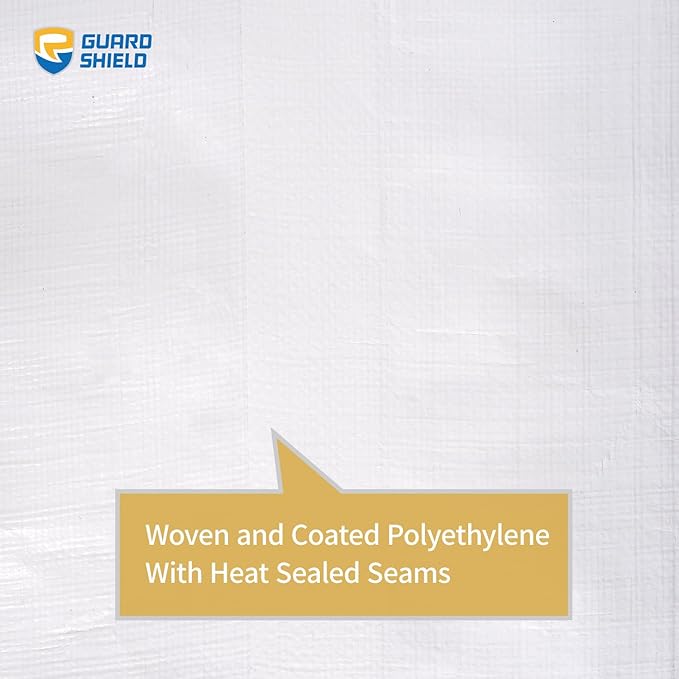 GUARD SHIELD White Tarps Heavy Duty Waterproof 12x12 Feet Large Thick Tarp Cover 12mil