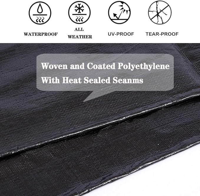 Tarps Heavy Duty Waterproof 14x20ft,TEZONG Black Tarp 12Mil Plastic Tarpaulin Outdoor Tarp Cover for Emergency Rain,Patio Furniture,Wood,Roof,Camping,Car,Pool