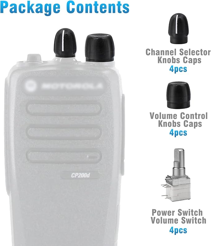 Walkie Talkie Volume Switch Power Switch+Volume Knob + Channel Knob Cap for Motorola CP200D CP040 HT750 HT1250 GP340 GP344 GP380 PR860 PR400 EP450 Two Way Radio
