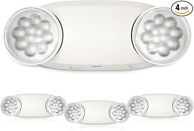 FREELICHT 4 Pack Emergency Lights for Business, with Battery Backup,Hard Wired, UL 924 Certified,AC 120/277V,Two Head Adjustable LED Emergency Lighting