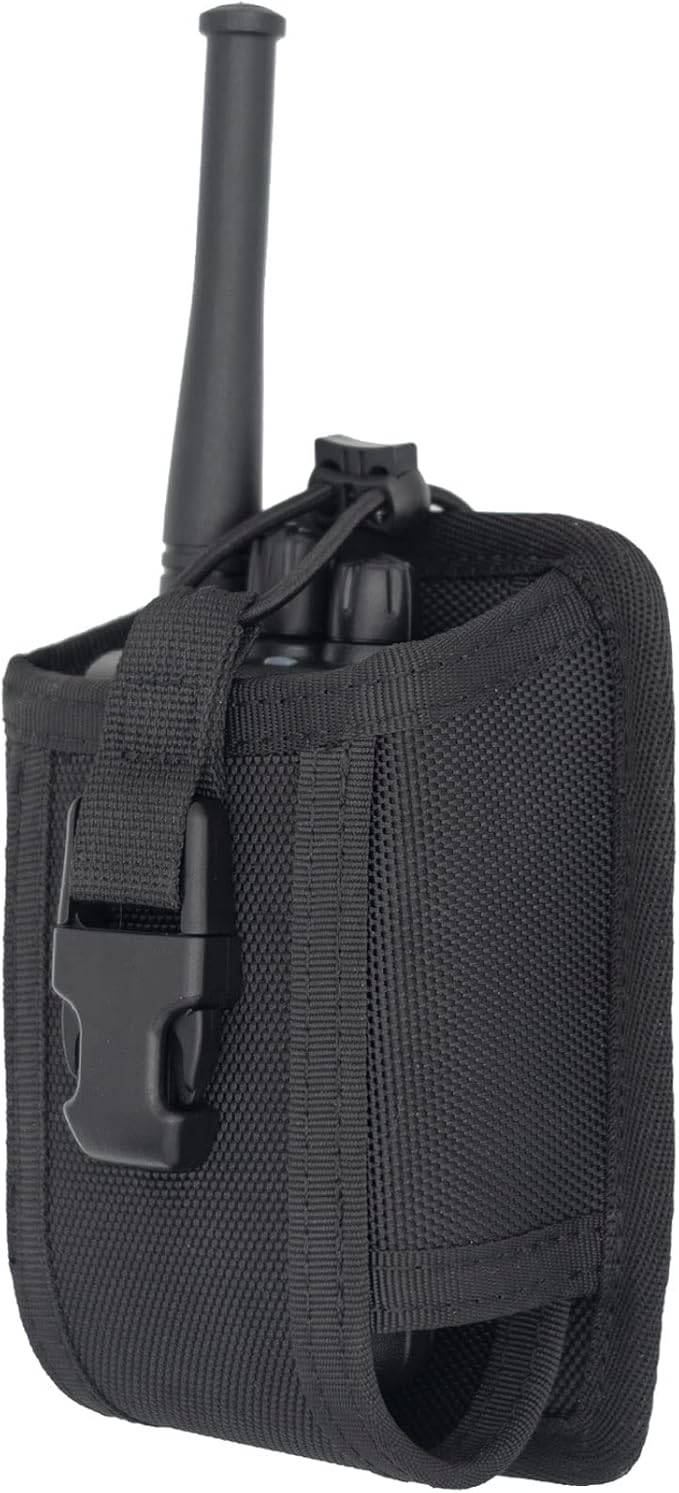 Compact Radio Holster Two Ways Radio Pouch for Duty Belt Vest Universal Walkie Talkies Holder Carrier Tactical Nylon Case Carry Bag for Police LE Security Safety Firefighter Rescue Outdoor