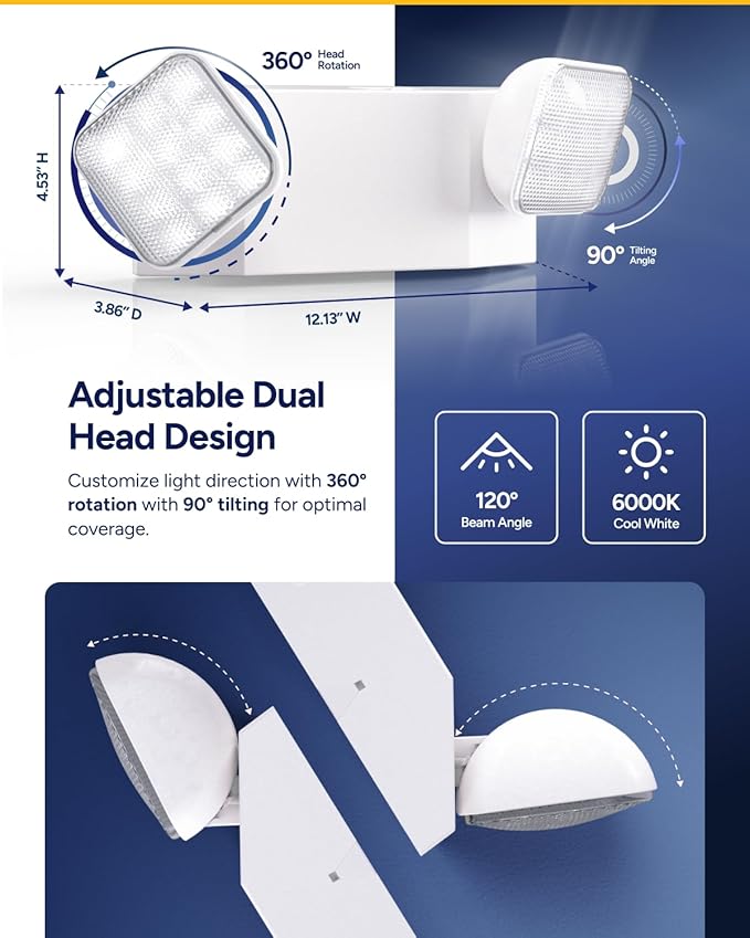 Sunco 24 Pack LED Emergency Lights, Commercial Lighting for Business, Power Outages, Offices, with Backup Battery (90 Minutes), Wall Mount, Hard Wired, 120-277V, Fire Resistant (94V-0) UL