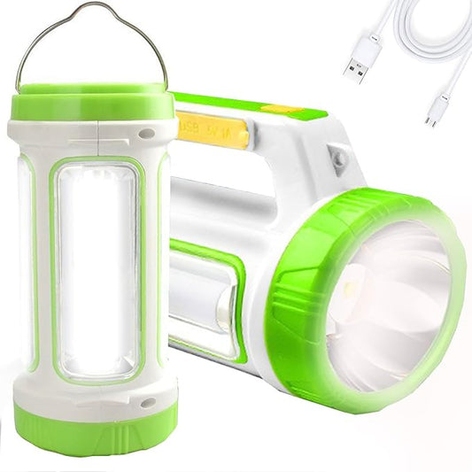SUYOOULIN Solar Rechargeable LED Flashlight Lantern, Super Bright 10000LM Handheld LED Spotlight Searchlight, Multifunction Camping Lantern Work Light, 5 Light Modes, Waterproof for Emergency, Home