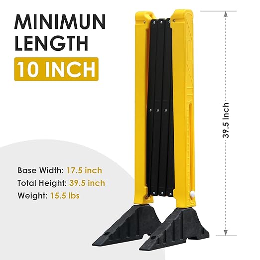 8.5' Ft Expandable Barriers, Yellow Black Extensible Mobile Barricades, Flexible Crowd Control Barriers Guard with Heavy-Duty Rubber Base, Portable Retractable Traffic Fence (2)