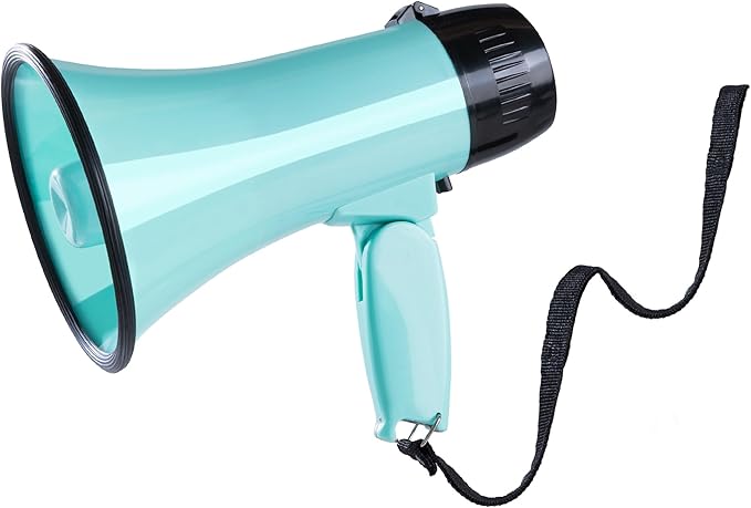 MyMealivos 20W Megaphone Bullhorn, Built in Siren & 240s Recording, 5.4"×8.6" Portable Megaphone with Volume Control Cover Up to 300 feet+ for Indoor and Outdoor Activities(Teal)