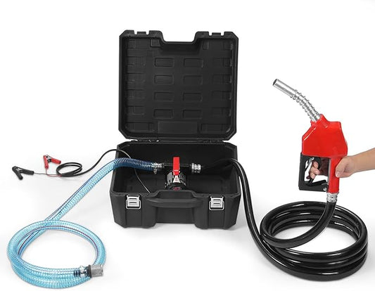 VEVOR Fuel Transfer Pump, 12V DC 10 GPM 1/4 HP, Portable Electric Diesel Transfer Pump with Automatic Shut-Off Fuel Nozzle, High Flow, Long Inlet & Outlet Hose for Diesel, Kerosene, Transformer Fuel