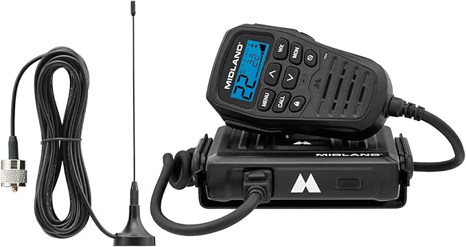 Midland® - MXT275 MicroMobile GMRS Radio - 15 watts Two-Way Radio with Integrated Control Microphone - Overland Caravanning Tractors - Detachable External Magnetic Mount Antenna - 8 Repeater Channels