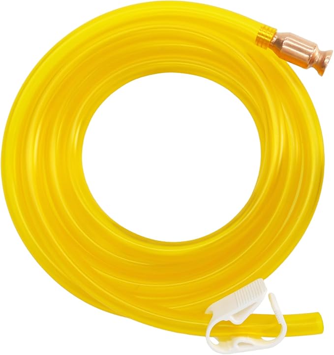 Siphon Hose - Gas Siphon Kit, Portable 10 Ft Self Priming Multi-Purpose Shaker Siphon Hand Pump Tube for Fuel Transfer Pump with 1/2" Valve & Clip