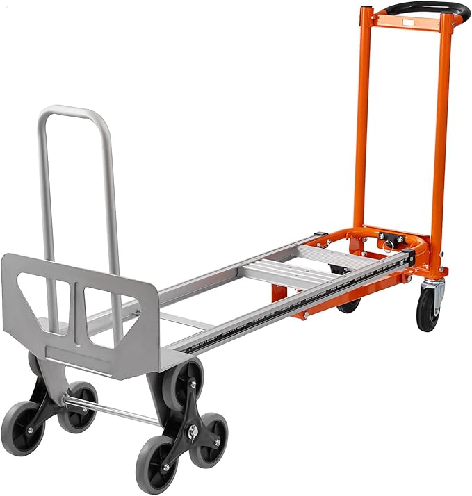 3in1 Aluminum Hand Truck 880 lb Capacity, Stair Climbing Cart Utility Cart Converts from Hand Truck Dolly to Platform Cart 3 Positions for Transport & Moving with 10" Rubber Wheels