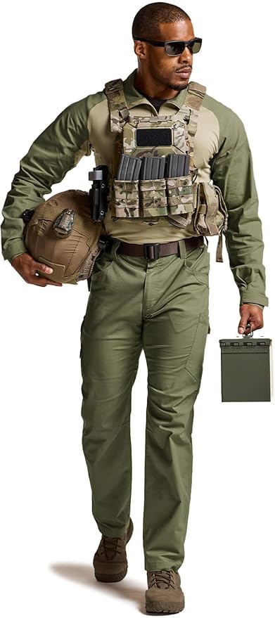 CQR Men's Combat Shirt Tactical 1/4 Zip Long Sleeve Military BDU Shirts Camo EDC Top with Pockets