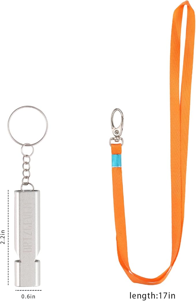 Survival Whistles 4-Pack & 6-Pack, Aluminum Emergency Safety Whistle with Lanyard and Keychain, Waterproof & Unbreakable for Hiking, Camping, Dog Training, Coaching, Emergency Kits