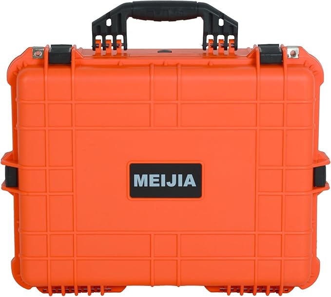 MEIJIA Portable All Weather Waterproof Protective Hard Case,Compact Camera Case with Customizable Fit Foam,Fit Use of Drones,Camera,Equipments, 20.62 x16.85x8.11inches(Orange)