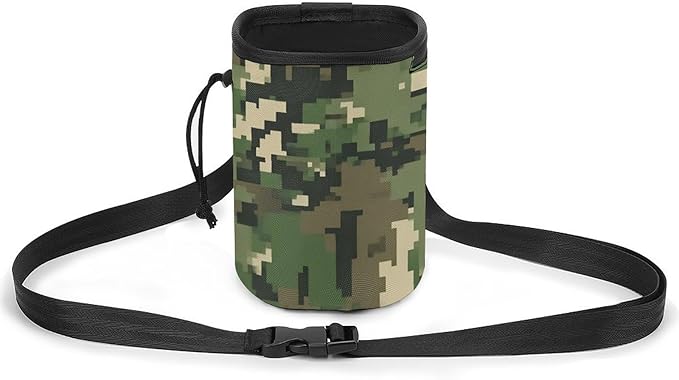 Fashion Pet Training Package, Portable Travel Dog Carrier Bag, Puppy Snack Pocket with Adjustable Waist Belt for Cat Dog Puppy Green Camo Army Solider Camouflage