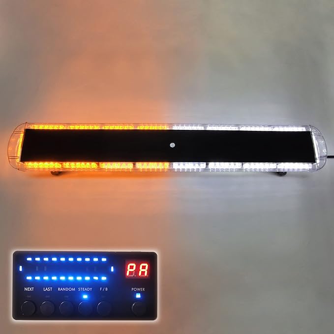 CFLMYYXGS 12V-24V LED Lights Rooftop Emergency Warning Light bar 26 Strobe Patterns Vehicles Security Law Snowplow Tow Trucks Crane Construction Cars Wreckers Beacon Light (108 LED Yellow/White)