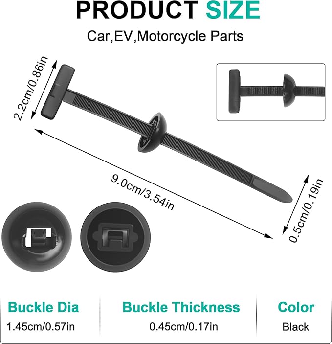 150Pcs Nylon Universal Cable Tie Buckle - New Multifunctional Nylon Zip Ties, Heavy Duty Plastic Rivet T Zip Ties Style, for Daily Maintenance And Fixing Of Automobiles