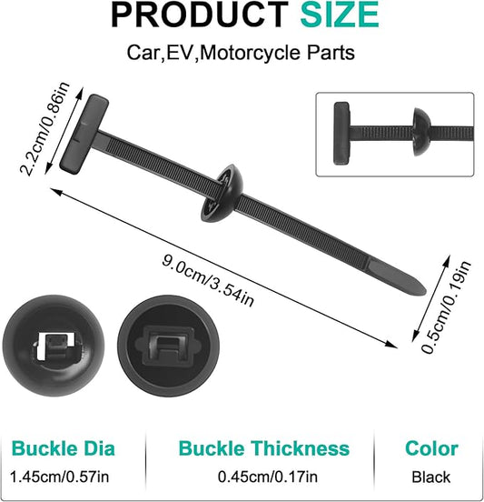 100Pcs Nylon Universal Cable Tie Buckle - New Multifunctional Nylon Zip Ties, Heavy Duty Plastic Rivet T Zip Ties Style, for Daily Maintenance And Fixing Of Automobiles