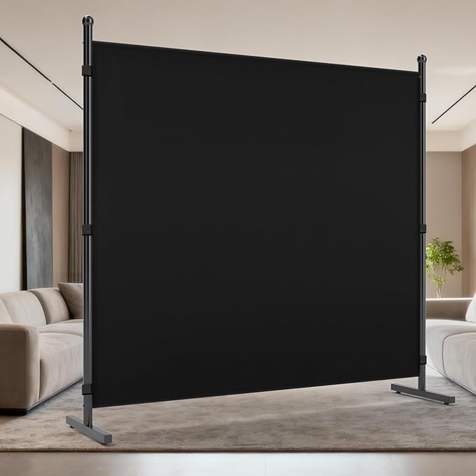 AKTOP Room Divider, Freestanding Single Panel Privacy Screen, Portable Temporary Wall Dividers for Room Separation, Large Room Partitions and Separators for Home, Office, Dorm, 71''W x 71''H, Black