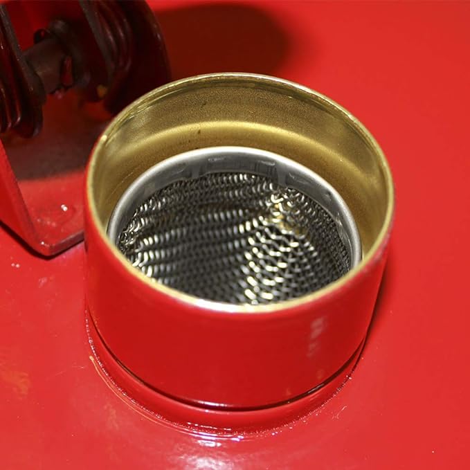 Eagle 2 Gallon Type I Red Safety Gas Can for Gasoline with Flame Arrester, Self-Closing Lid, and F-15 Funnel, Made in the USA, Galvanized Steel Flammable Storage Can, UI20FS