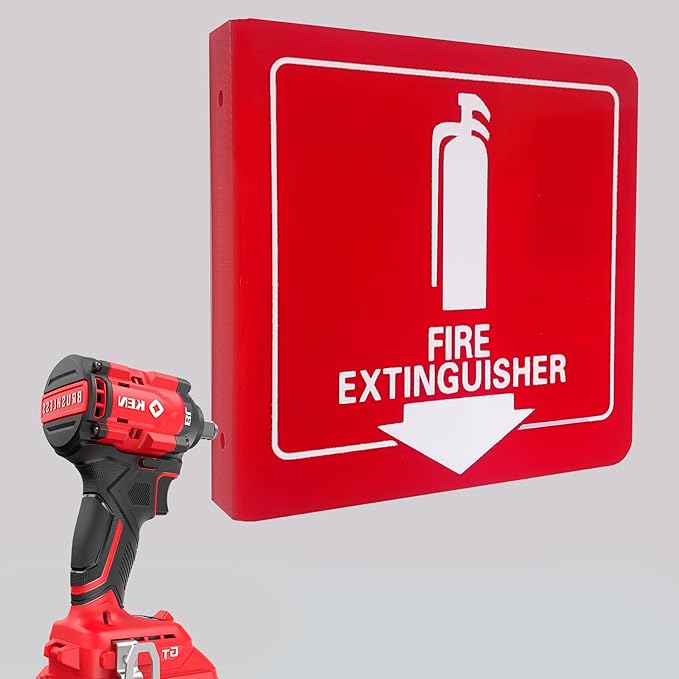 Haploon 4 Pcs Fire Extinguisher Signs with Down Arrow 6x6 Inch Fire Extinguisher Signs with Pre Drilled Mounting Holes, Wall Mount Fire Safety Sign for Various Public Places