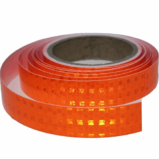 Industrial Reflective Tape Orange 1 inch Wide, Outdoor Waterproof High Visibility Safety Warning Adhesive Reflector Strips (16 feet)
