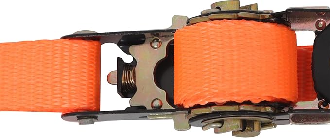 findmall 2Pcs 4Ft Ratchet Strap 1 Inch Fracture Strength 2400Lbs Orange S Hooks Tie Down Straps for Moving Motorcycle, Appliances, Equipment